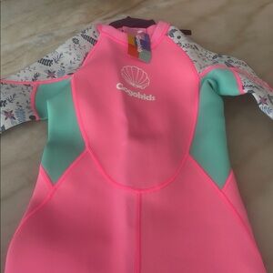 Pink and Green Kids Swimwear Scuba Diving Suit